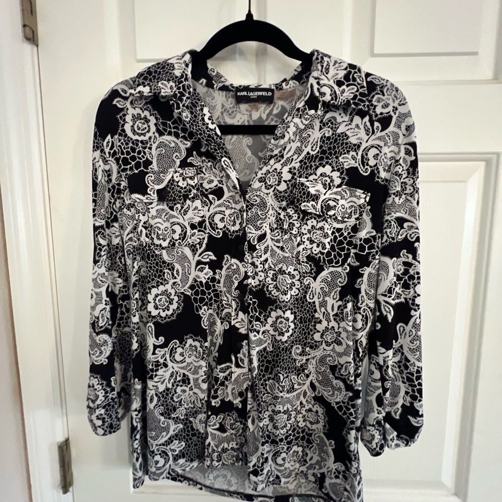 Printed Button-Down Blouse